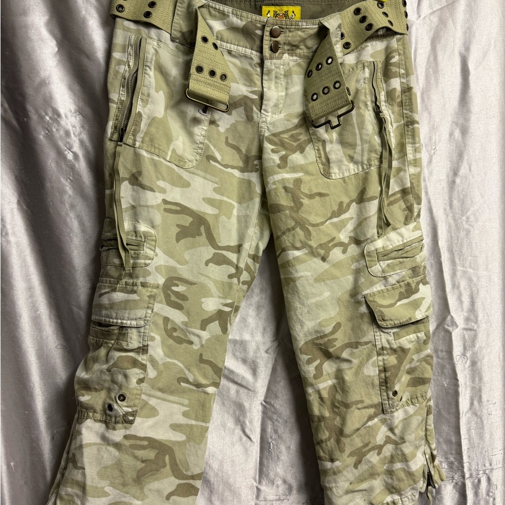 Y2K Juicy Couture Camouflage Pants with Belt